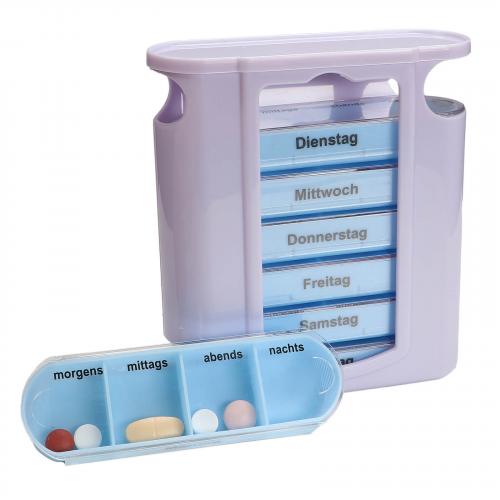 Pillenbox 7 Tage mit 4 Fächern morgens mittags abends nachts Tablettenbox