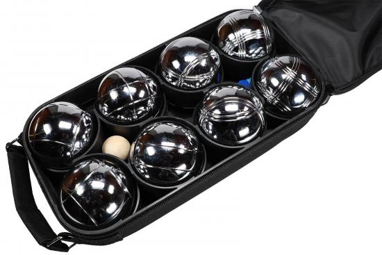 Boule Boccia Petanque Set mit 8 schweren Metall Kugeln in Tragetasche