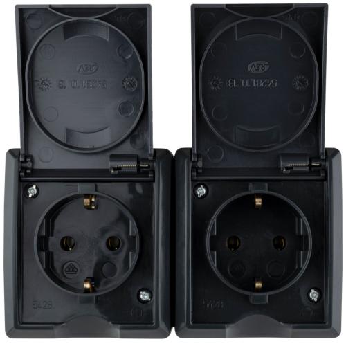 REV Feuchtraum Schalterserie Aquaform Anthrazit - Ausf�hrung: Doppelsteckdose