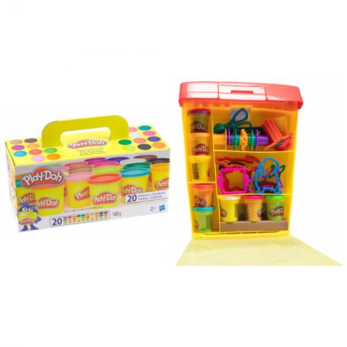 Play-Doh Mega Bundle Knete Farbenset 20er Pack + groer Knetwerkzeuge Koffer