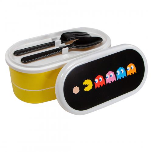 Brotdose Pac-Man mit 2 Fchern und Besteck Lunchbox