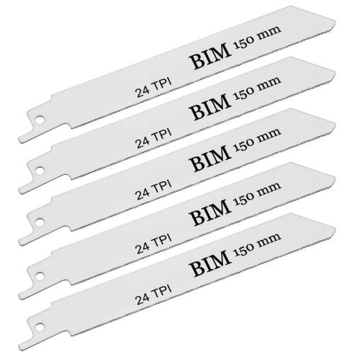 Säbelsägeblätter Metall Kunststoff 150mm 24 TPI BIM (5 Stück)