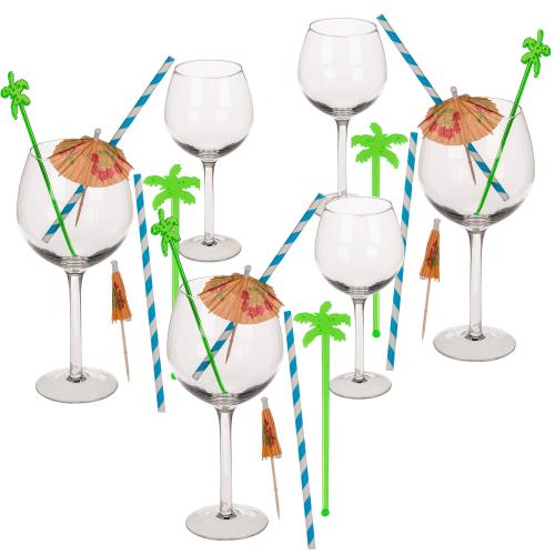 Cocktail Party Set Glser Papierschirmchen Trinkhalm Untersetzer fr 6 Personen