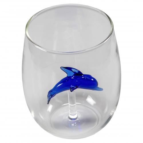 Trinkglas mit Delphin - handgemacht mundgeblasen Delfin Glas