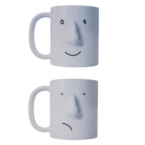 Porzellan Stimmungstasse Kaffee Tee Tasse mit Gesicht und Stift