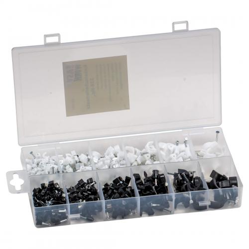Kabelschellen Kabel Nagelschellen Sortiment 338 teilig schwarz weiss