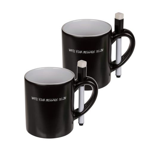 Tassen 2er Set Kaffeetasse Mystery Message Thermo-Effekt Becher mit Geheimstift