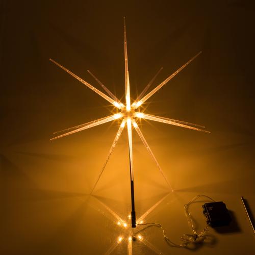Gartenstecker Stern mit 14 LED warmwei, Batteriebetrieb mit Timer, IP44