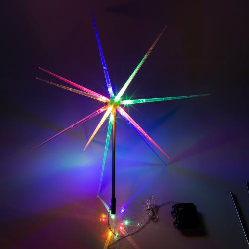 Gartenstecker Stern mit 14 LED bunt, Batteriebetrieb mit Timer, IP44