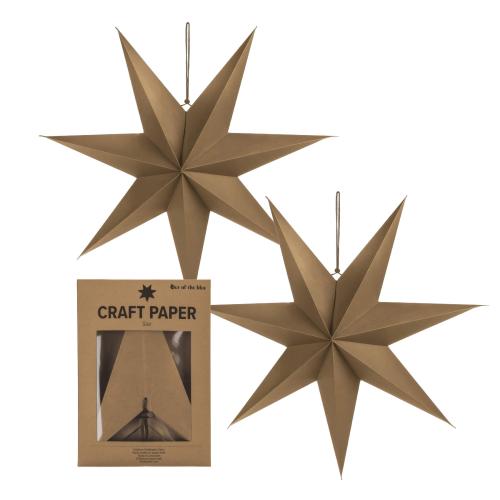 2er Set faltbarer Kraftpapier Stern ca. 60 cm Weihnachtsstern