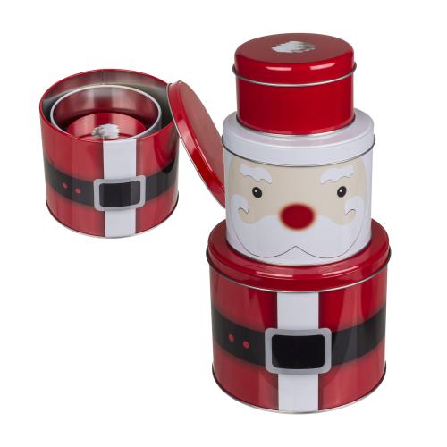 Metall Gebckdose Weihnachtsmann 3er Set, Stapeldose