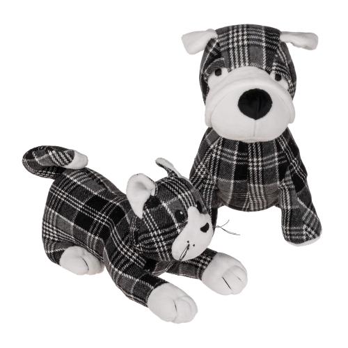 Trstopper Set Hund und Katze Trhalter Trpuffer grau
