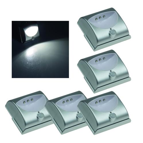 5er Set Treppen Stufen Orientierungslicht mit Bewegungsmelder, LED Batteriebetrieb