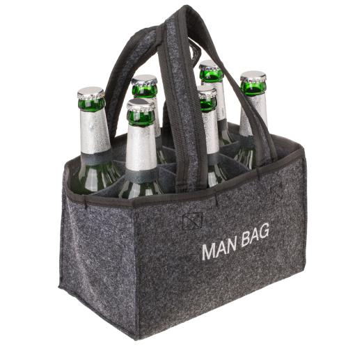Flaschentasche aus Filz mit 6 Fchern - Motiv: MAN BAG