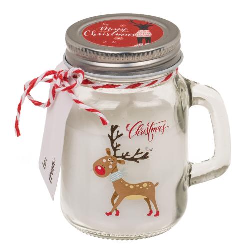 Kerze im Glas Weihnachtsmotiv - Motiv: Rentier