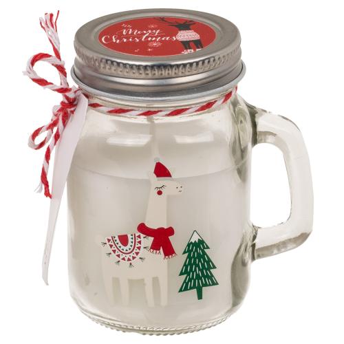 Kerze im Glas Weihnachtsmotiv - Motiv: Lama