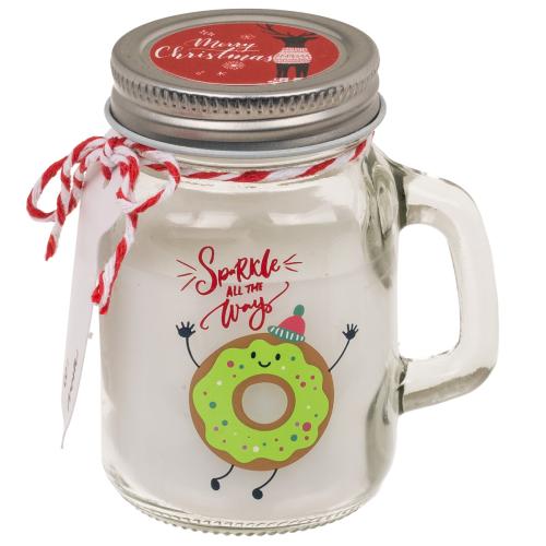 Kerze im Glas Weihnachtsmotiv - Motiv: Donut