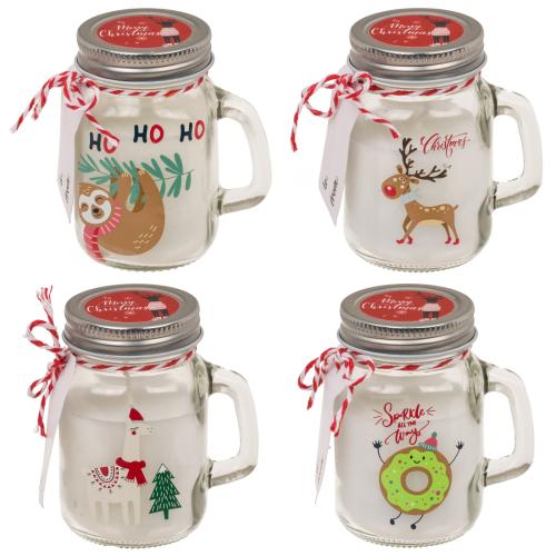 Kerze im Glas Weihnachtsmotiv