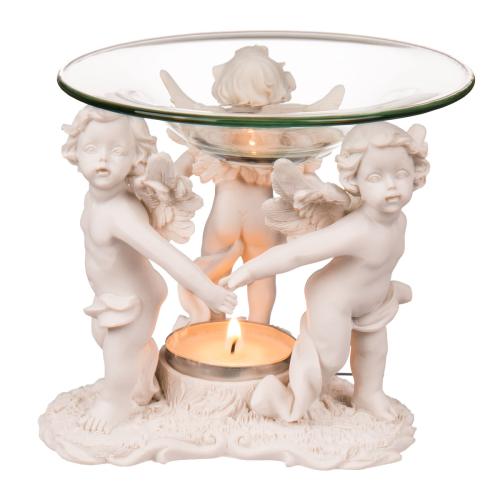 Duftl Aromalampe drei stehende Engel mit Glasschale - Deko und Duftlampe