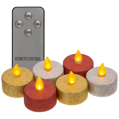 6er Set LED Teelicht Kerze mit Fernbedienung, warmwei