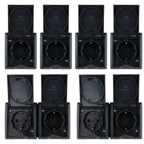 6 teiliges REV Feuchtraum Steckdosen Set Aquaform Anthrazit