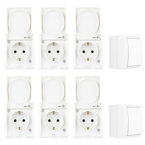 8 teiliges REV Feuchtraum Steckdosen Schalter Set Aquaform Wei�