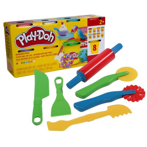 Play-Doh Regenbogen 8er-Pack Knete mit Gowi 6tlg. Knetwerkzeug im Set