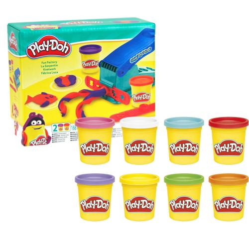 Play-Doh Regenbogen 8er-Pack Knete mit Knetwerk Fun Factory Knetpresse im Set
