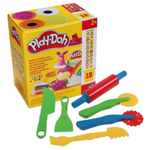 Play-Doh 18er Fantasiepack Knete mit 6tlg. Gowi Knetwerkzeug im Set
