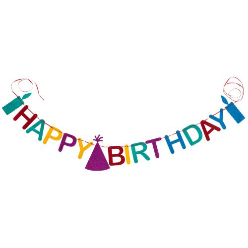 Happy Birthday Filz Girlande bunt 2,4 m � Geburtstags-Dekoration