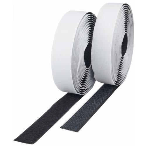 Klettband selbstklebend 10m x 2cm schwarz, 2 Rollen