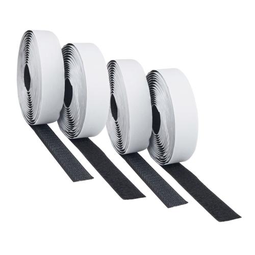 Klettband selbstklebend 6m x 2cm schwarz, 4 Rollen