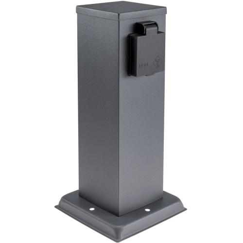 Steckdosens�ule 2-fach IP44 Gartensteckdose 27cm Anthrazit 250V